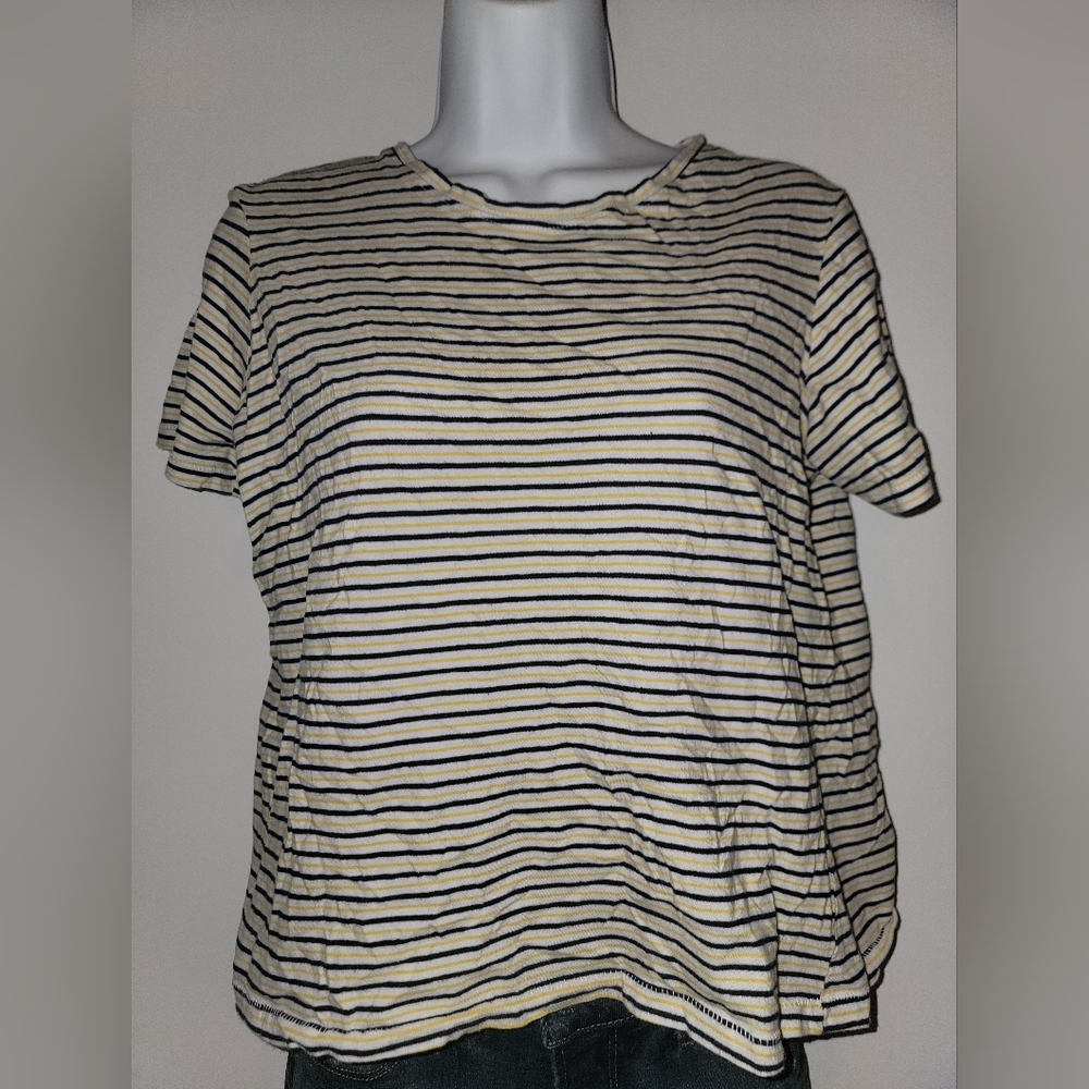 Zara black and yellow striped tee